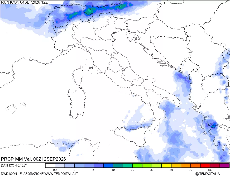 mappa Precipitazioni 24 ore precedenti