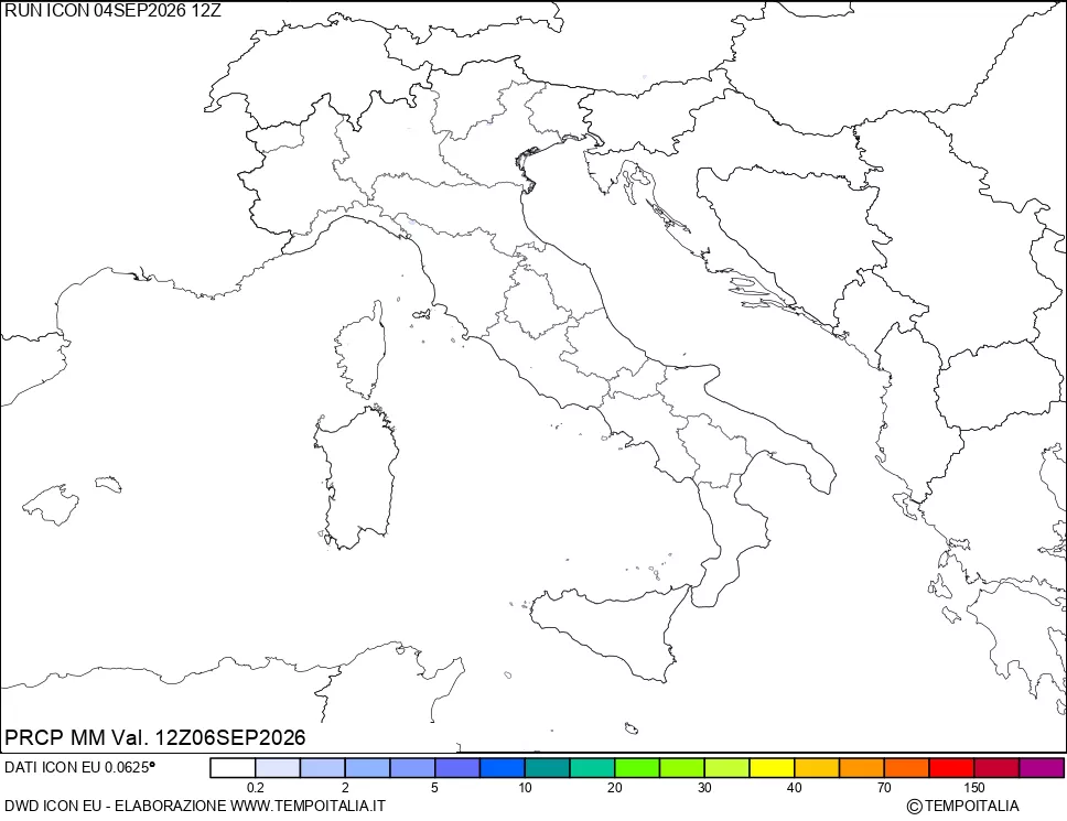 mappa Precipitazioni 24 ore precedenti