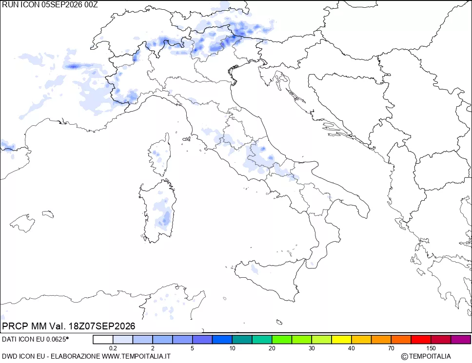 mappa Precipitazioni 24 ore precedenti