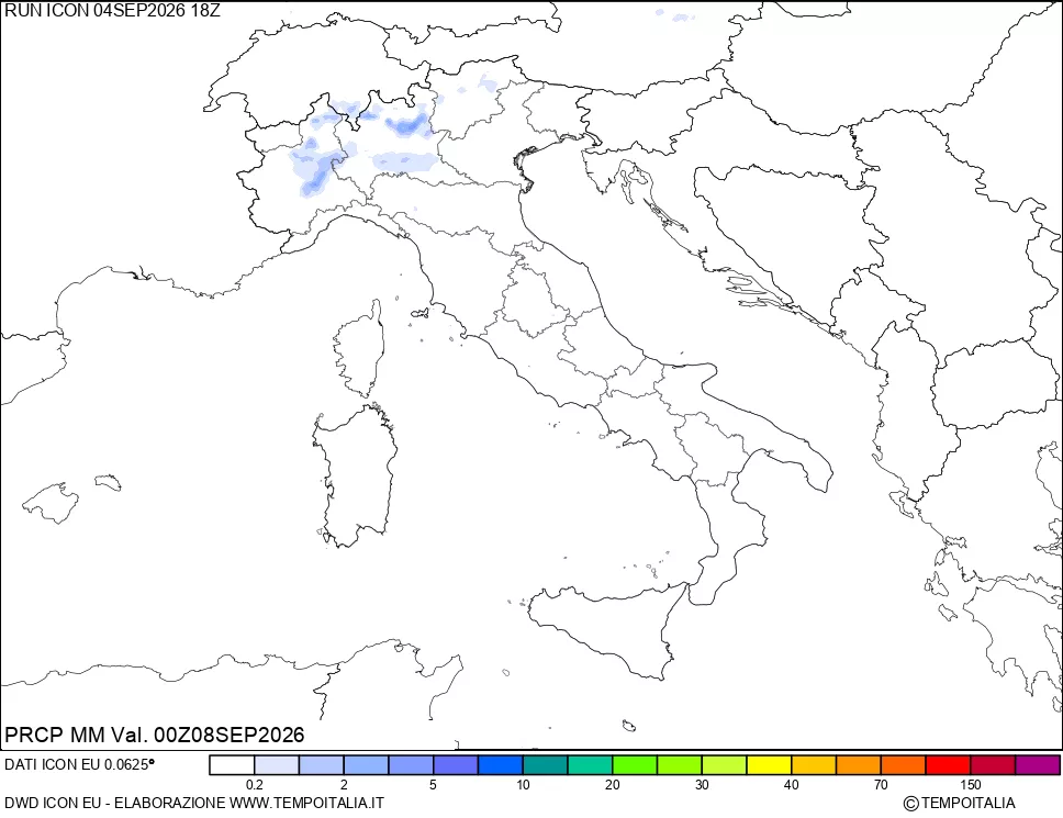 mappa Precipitazioni 24 ore precedenti