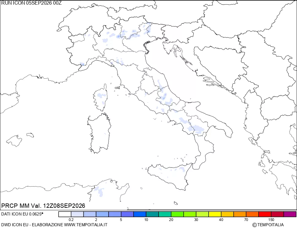 mappa Precipitazioni 24 ore precedenti