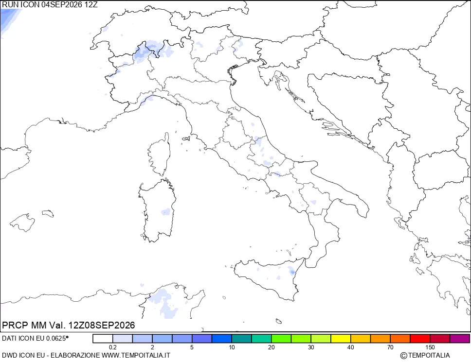 mappa Precipitazioni 24 ore precedenti