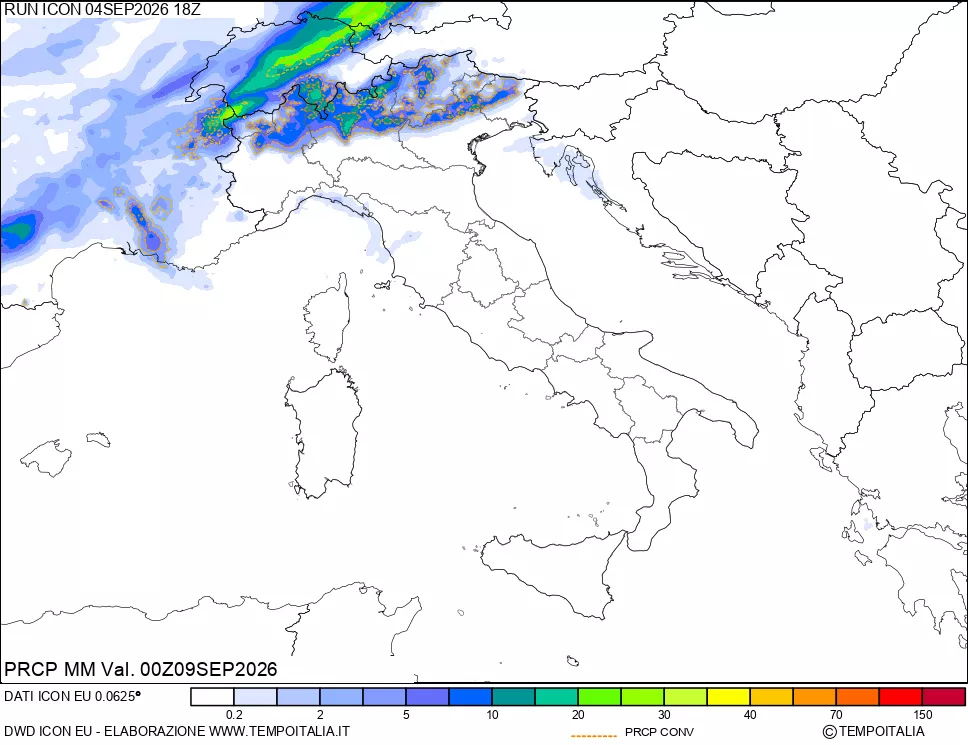 mappa Precipitazioni totali e convettive