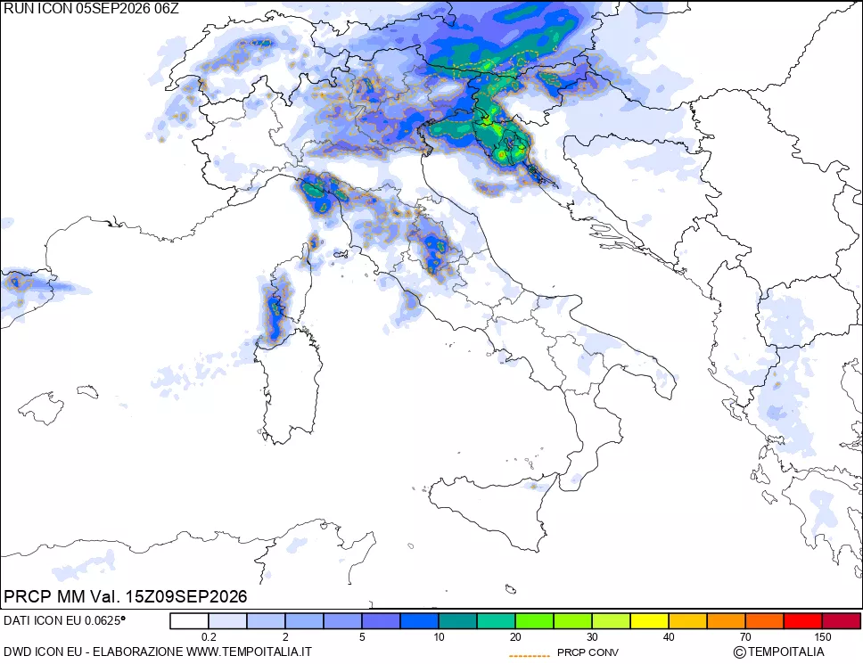 mappa Precipitazioni totali e convettive