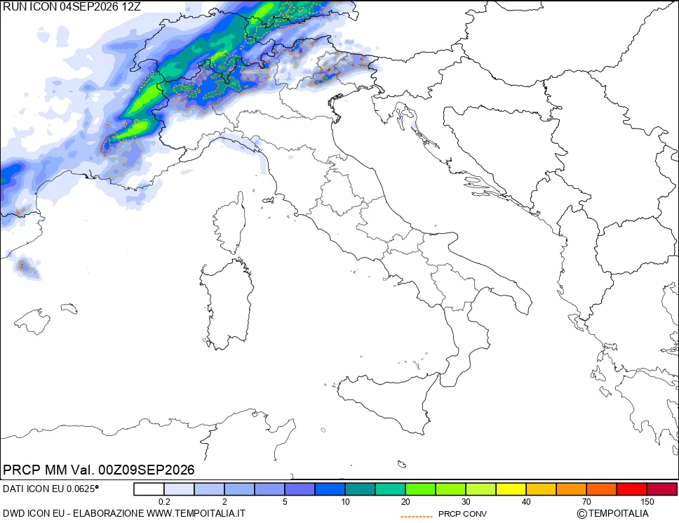 mappa Precipitazioni totali e convettive