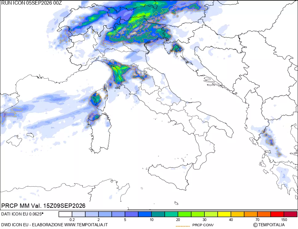 mappa Precipitazioni totali e convettive