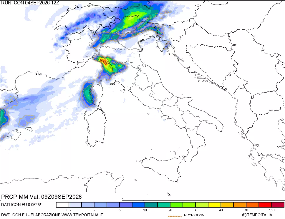 mappa Precipitazioni totali e convettive