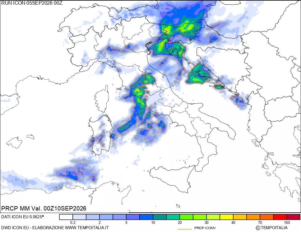 mappa Precipitazioni totali e convettive