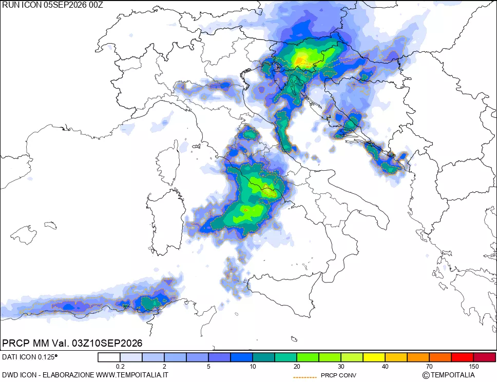 mappa Precipitazioni totali e convettive