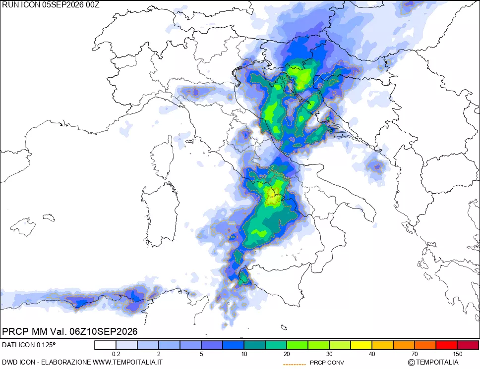 mappa Precipitazioni totali e convettive
