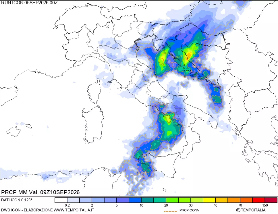 mappa Precipitazioni totali e convettive