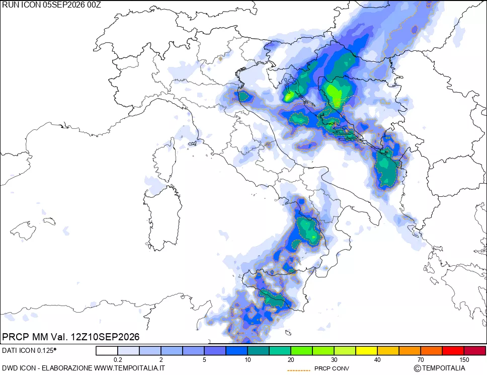 mappa Precipitazioni totali e convettive