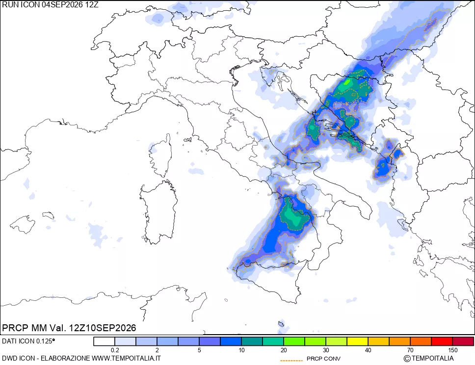 mappa Precipitazioni totali e convettive