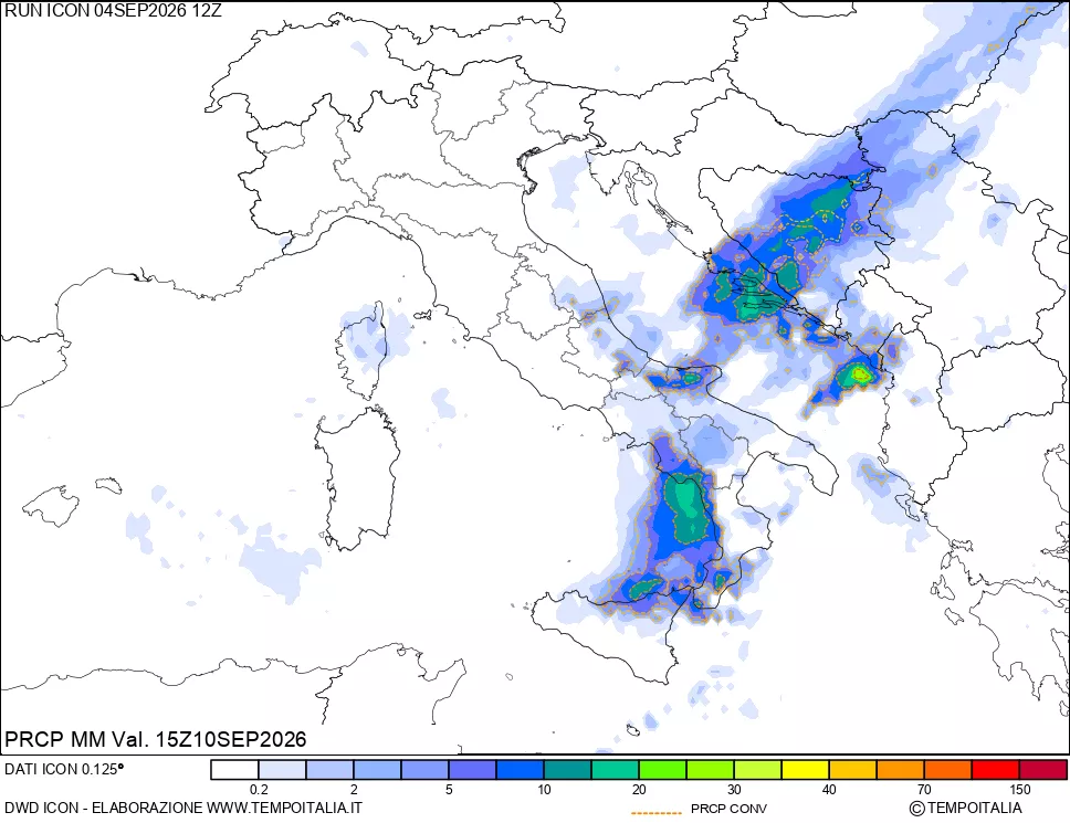 mappa Precipitazioni totali e convettive
