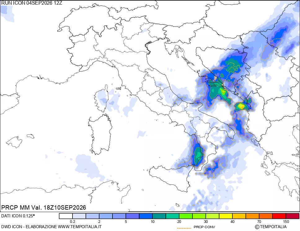 mappa Precipitazioni totali e convettive