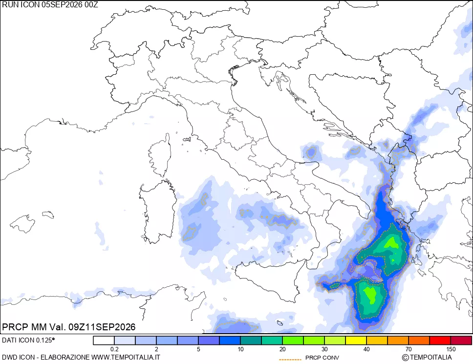 mappa Precipitazioni totali e convettive
