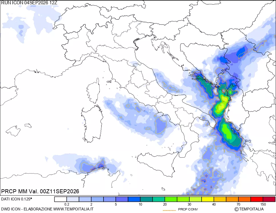 mappa Precipitazioni totali e convettive