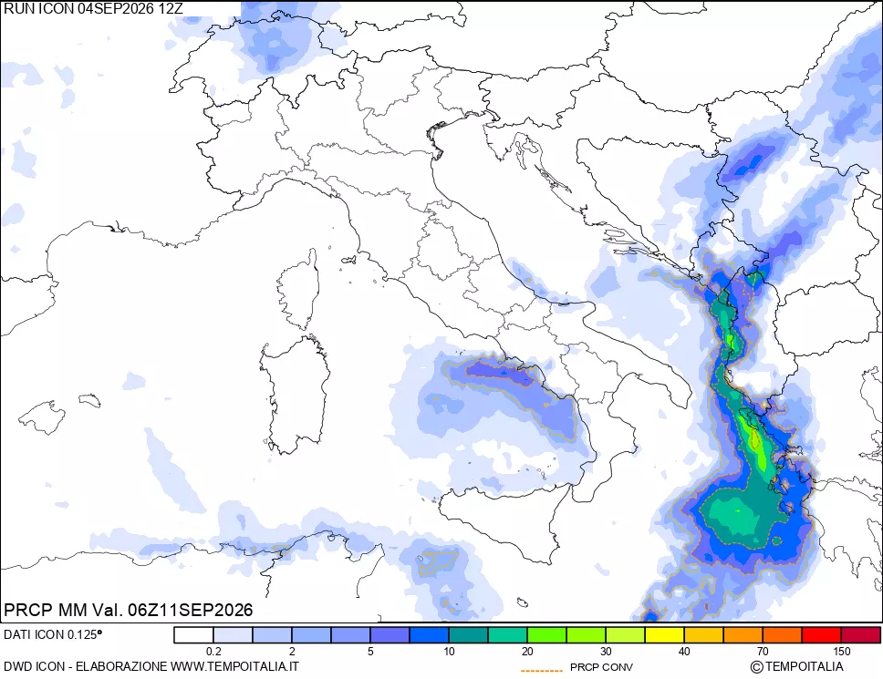 mappa Precipitazioni totali e convettive