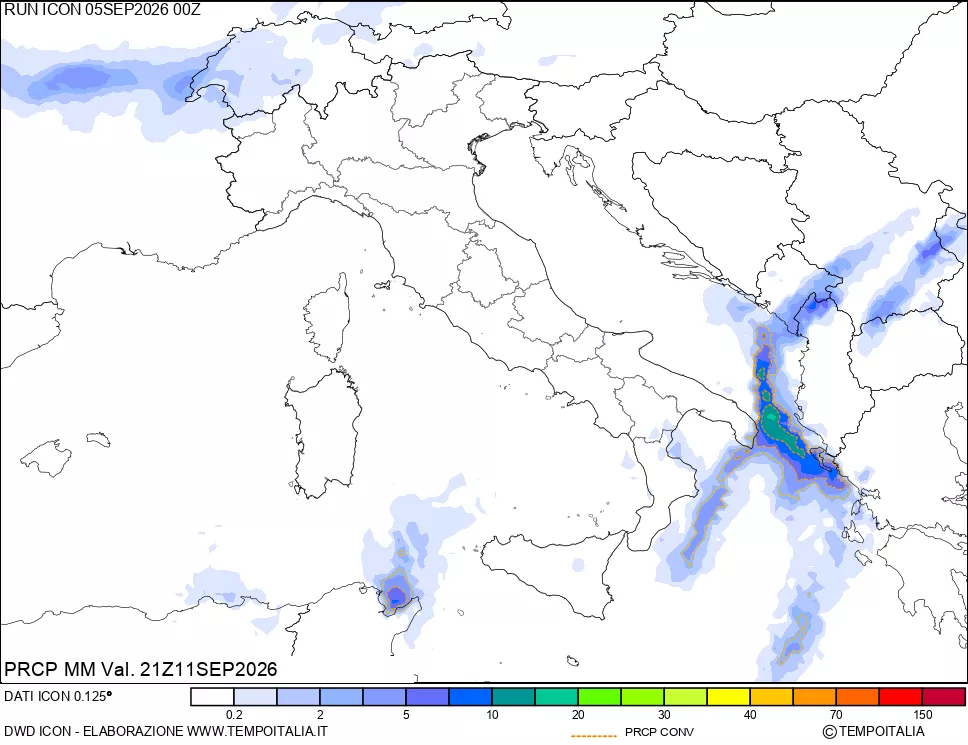 mappa Precipitazioni totali e convettive