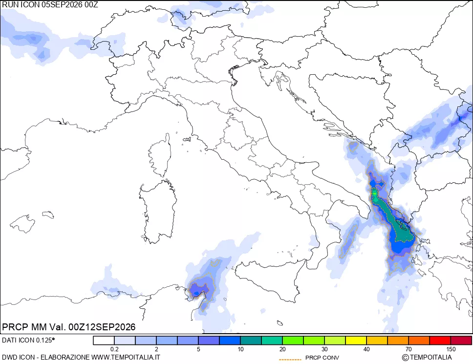 mappa Precipitazioni totali e convettive