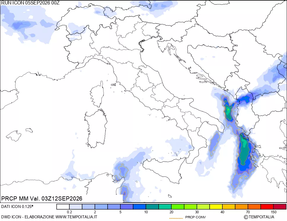mappa Precipitazioni totali e convettive