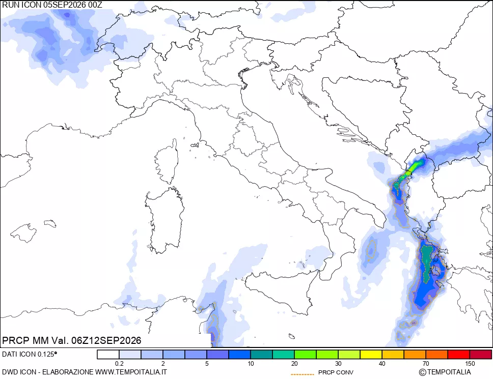 mappa Precipitazioni totali e convettive