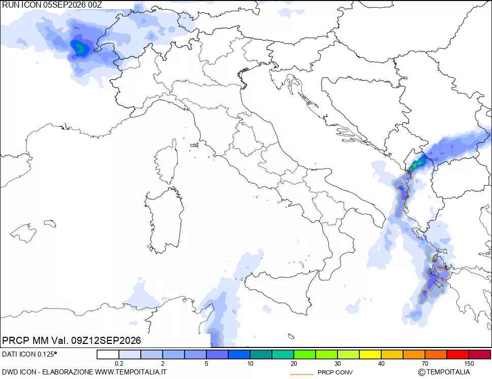mappa Precipitazioni totali e convettive