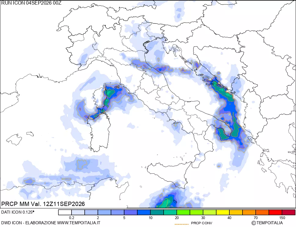 mappa Precipitazioni totali e convettive