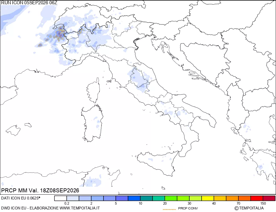 mappa Precipitazioni totali e convettive