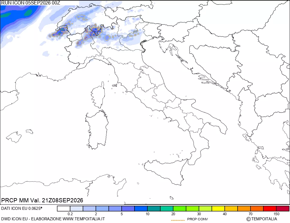 mappa Precipitazioni totali e convettive