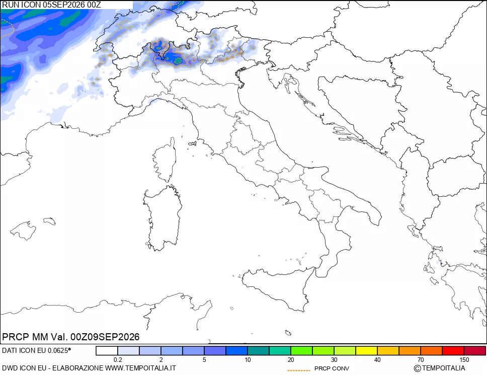 mappa Precipitazioni totali e convettive