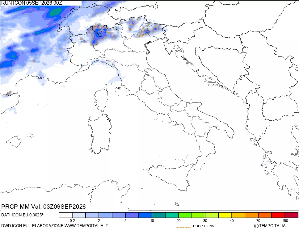 mappa Precipitazioni totali e convettive