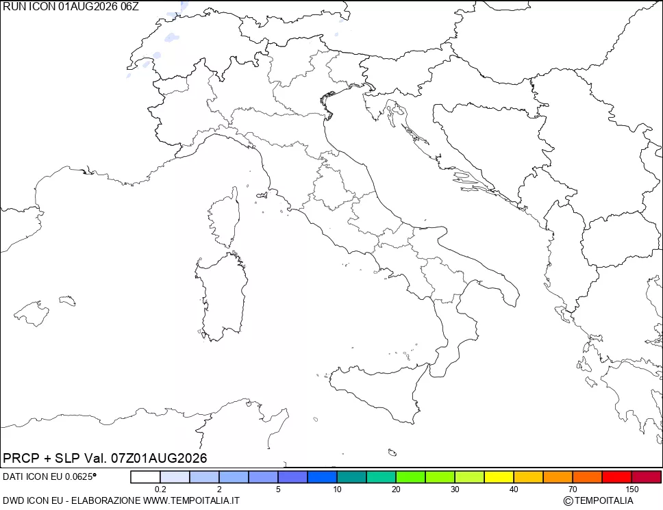 mappa Precipitazioni e pressione SLM
