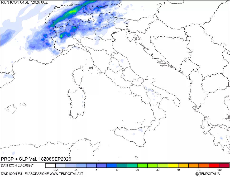 mappa Precipitazioni e pressione SLM