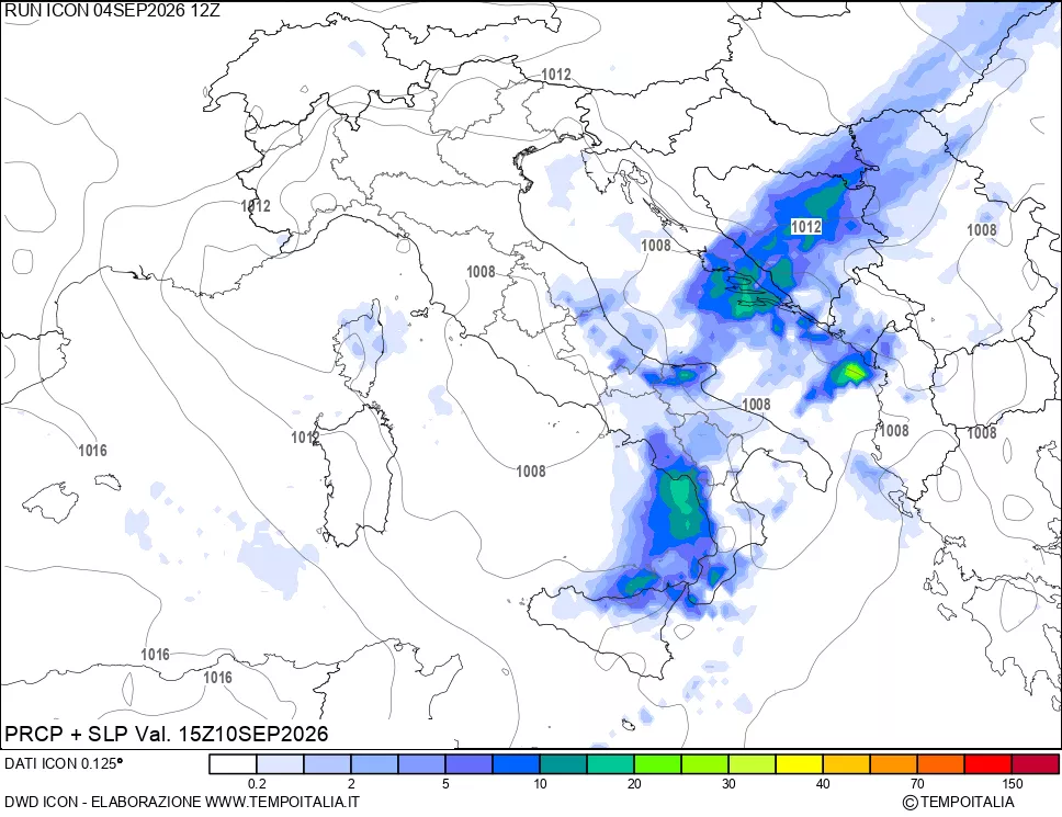 mappa Precipitazioni e pressione SLM