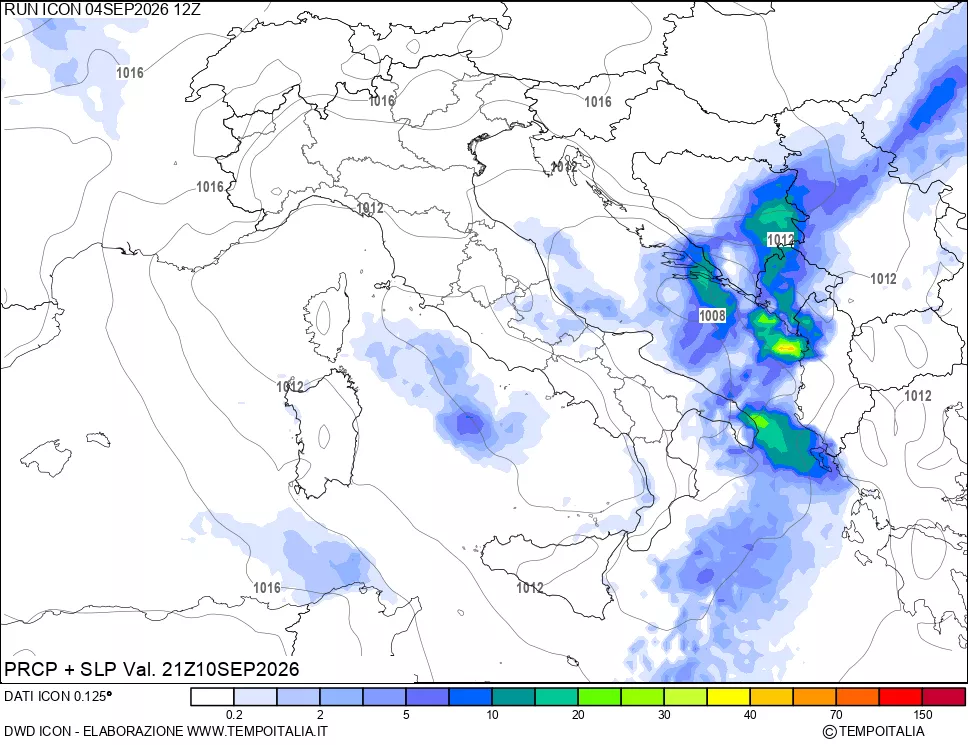 mappa Precipitazioni e pressione SLM