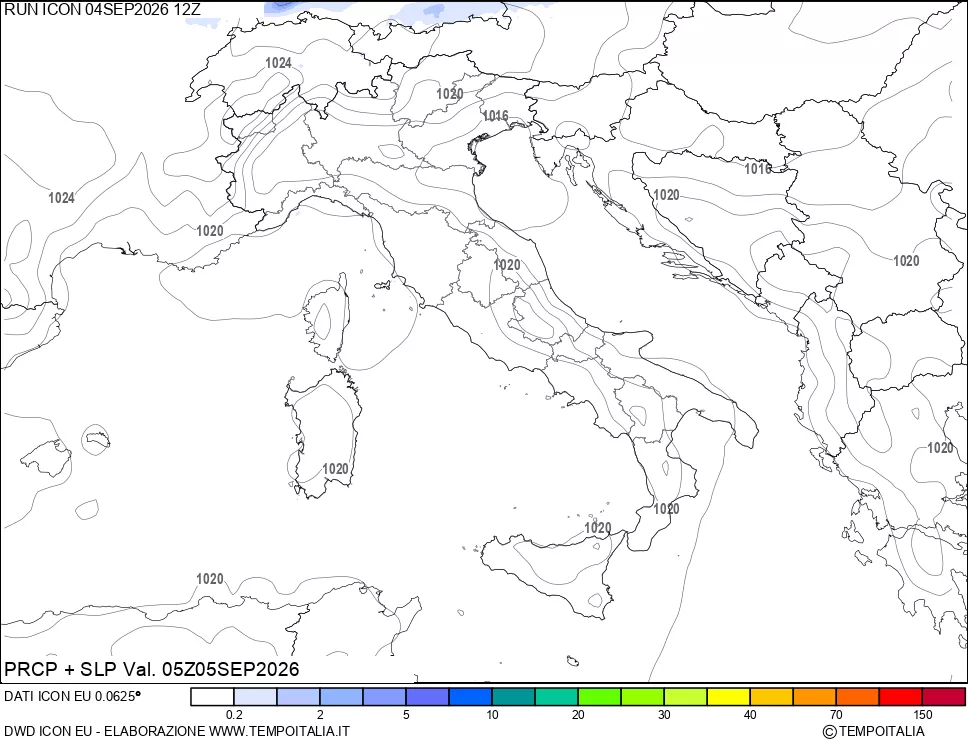 mappa Precipitazioni e pressione SLM