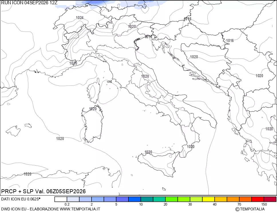 mappa Precipitazioni e pressione SLM