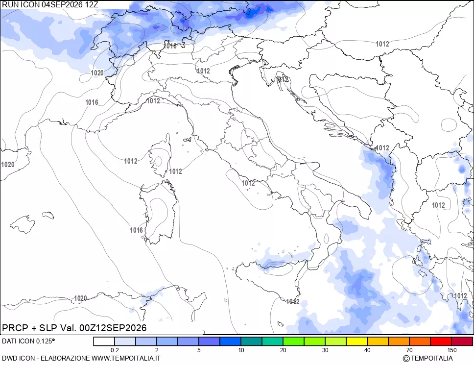 mappa Precipitazioni e pressione SLM