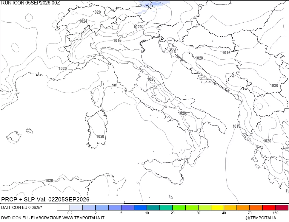 mappa Precipitazioni e pressione SLM