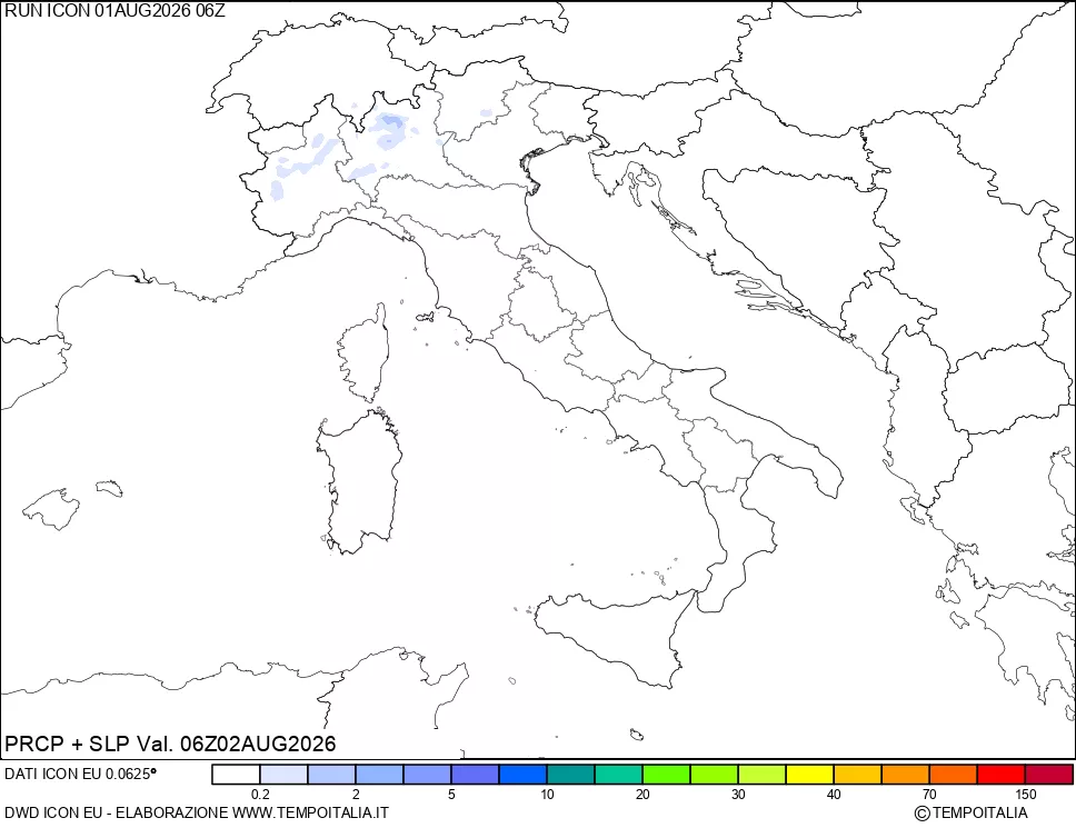 mappa Precipitazioni e pressione SLM