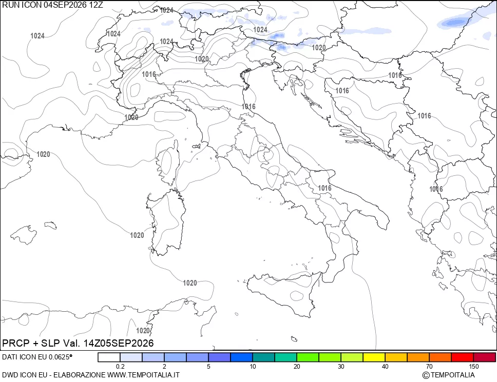 mappa Precipitazioni e pressione SLM
