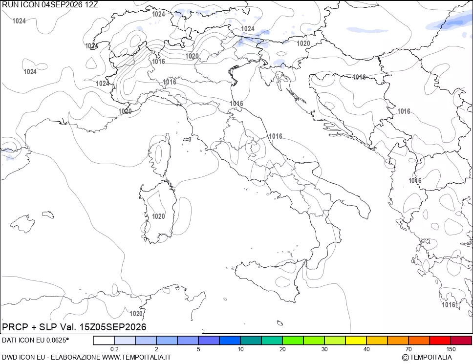 mappa Precipitazioni e pressione SLM