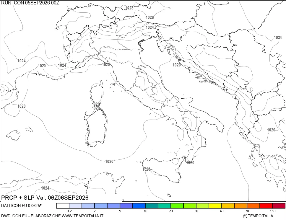 mappa Precipitazioni e pressione SLM