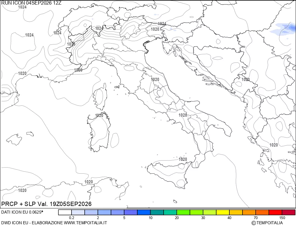 mappa Precipitazioni e pressione SLM
