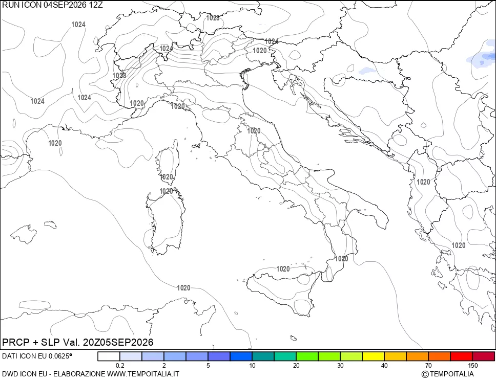 mappa Precipitazioni e pressione SLM