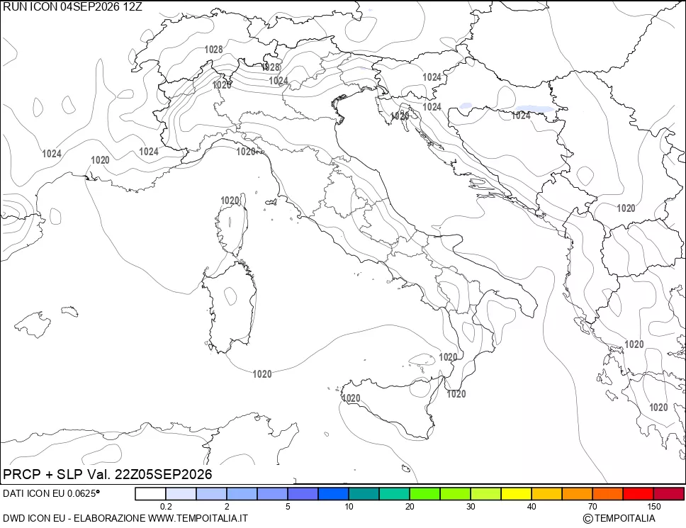 mappa Precipitazioni e pressione SLM