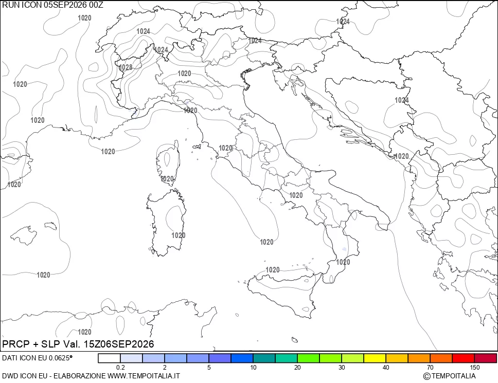 mappa Precipitazioni e pressione SLM