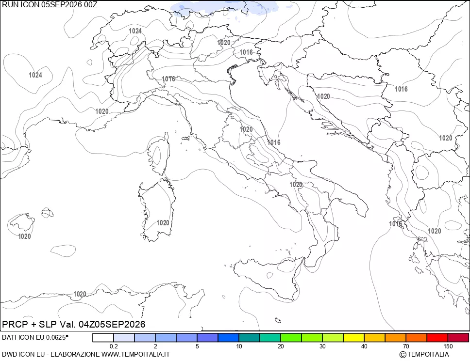 mappa Precipitazioni e pressione SLM