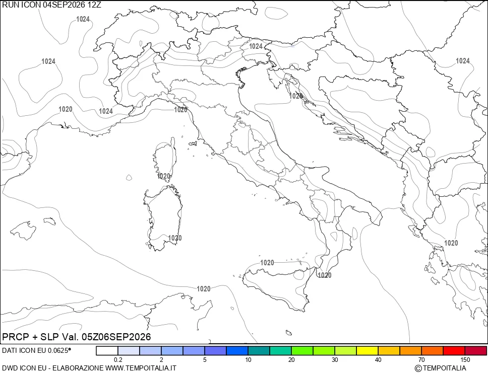 mappa Precipitazioni e pressione SLM